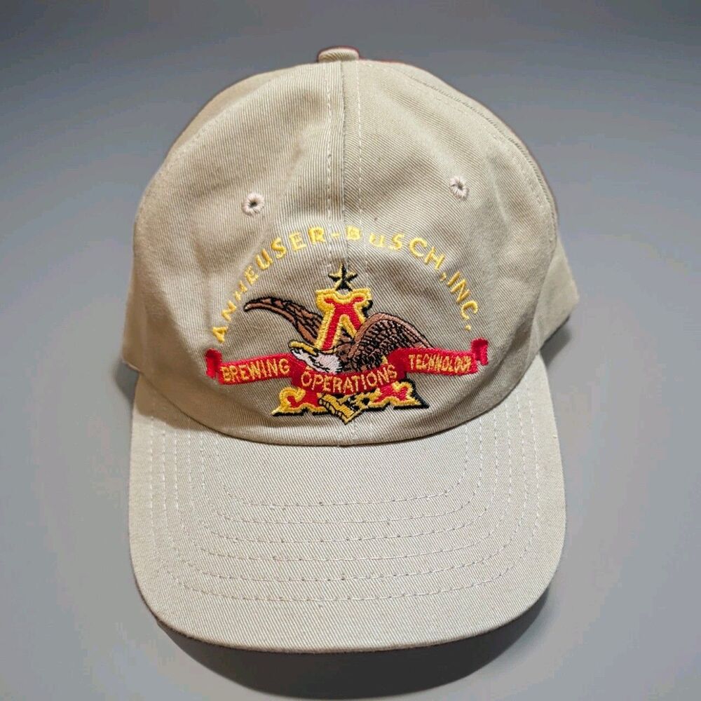 Vintage Anheuser Busch Cartersville GA Brewery Tech Hat Made in USA Khaki